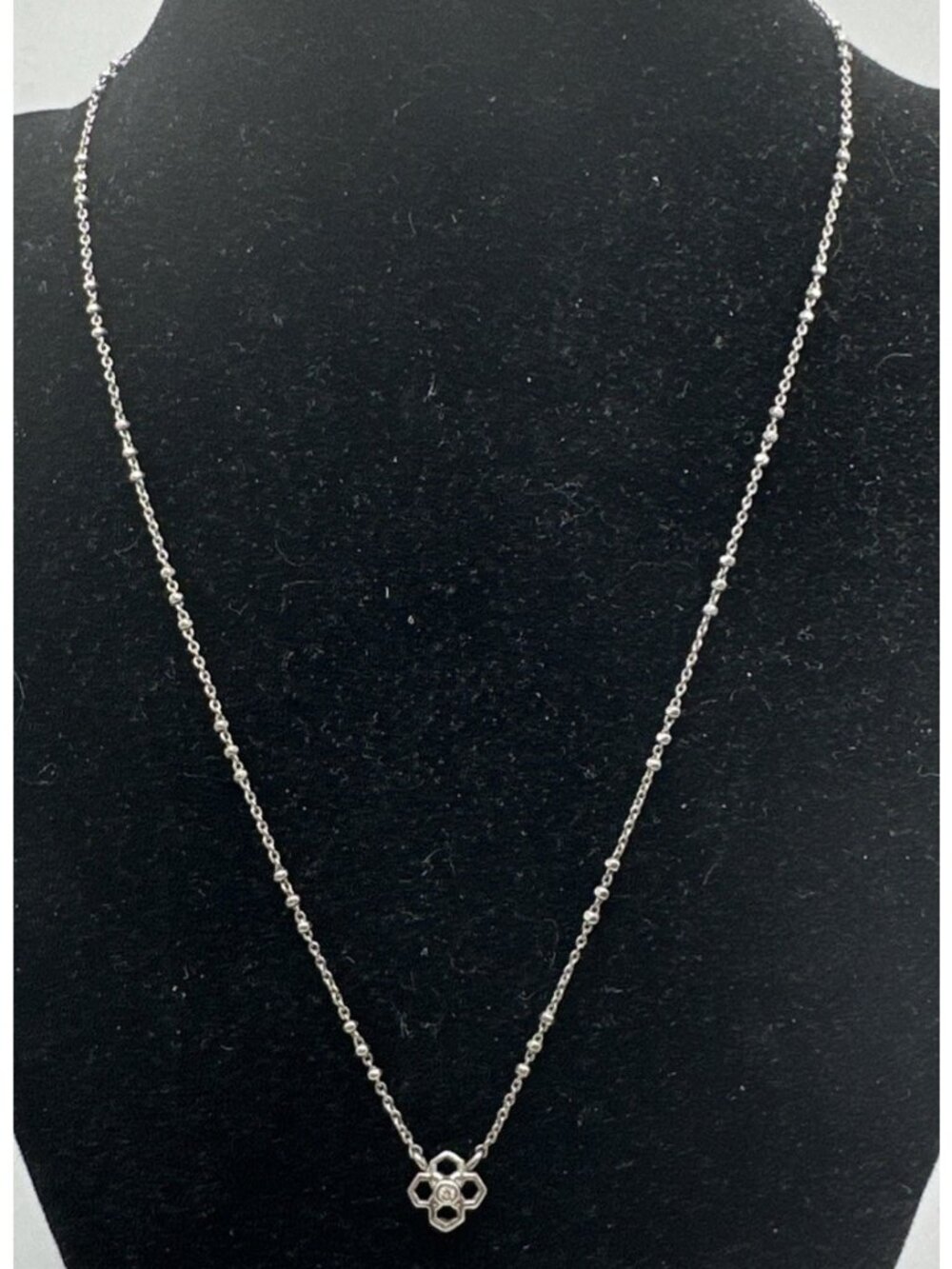 Kendra Scott Rue Pendant Necklace Gunmetal Black Geometric Knot  18”dainty